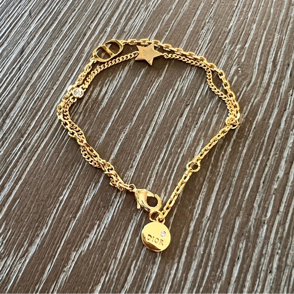 Dior Petit CD Crystal Star Charm Double Chain Bracelet - Picture 6 of 16